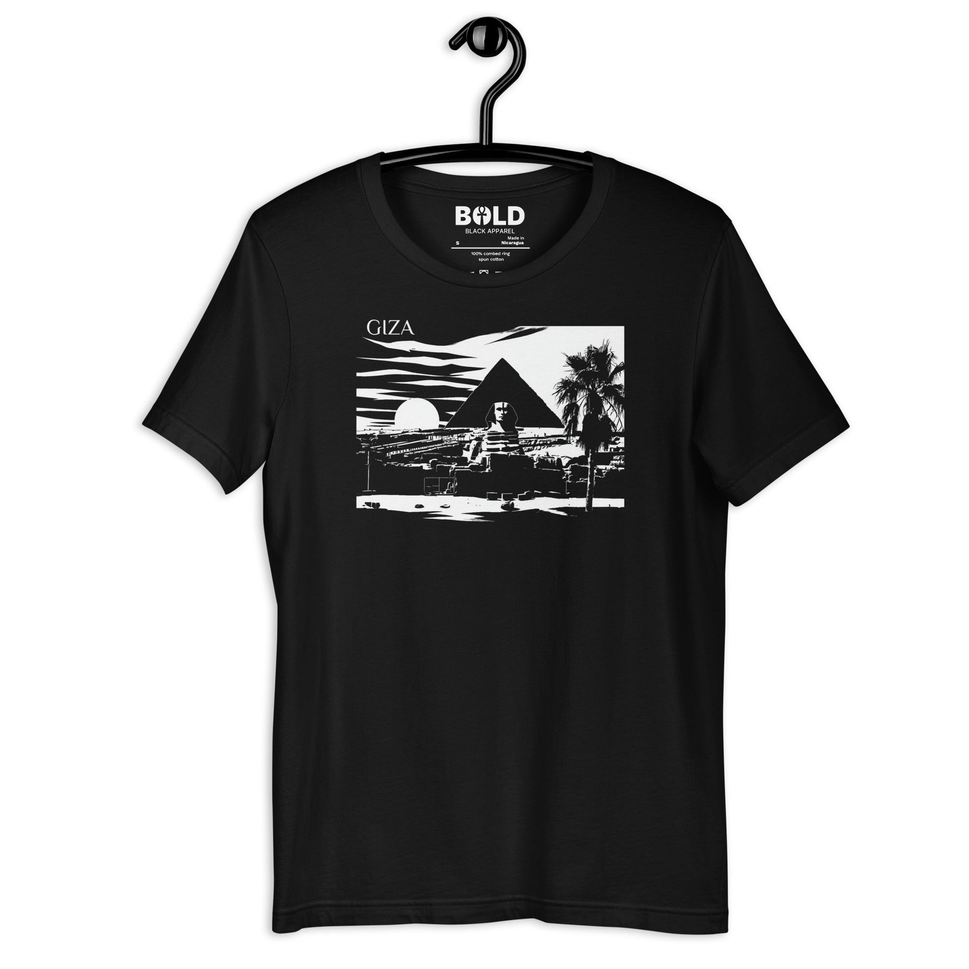 Giza Great Pyramid & Sphinx T-Shirt - Bold Black Apparel