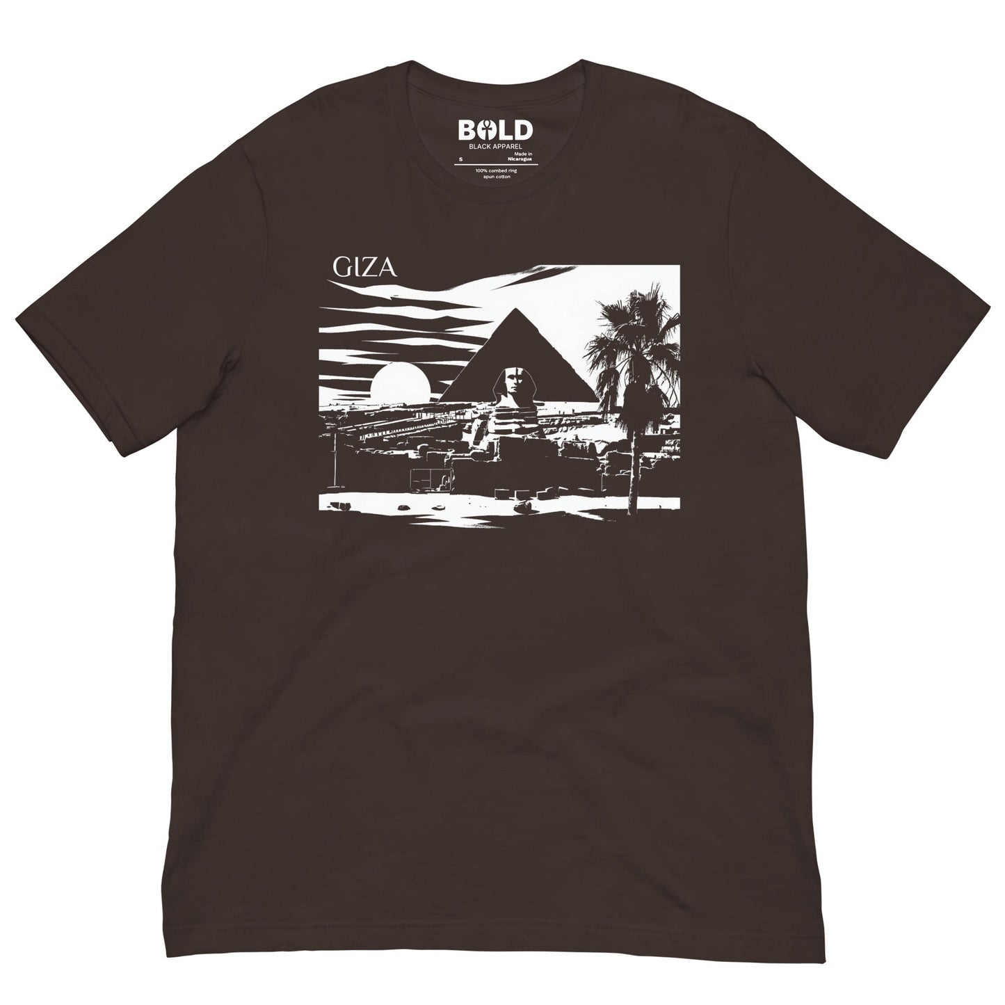 Giza Great Pyramid & Sphinx T-Shirt - Bold Black Apparel