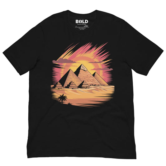 Giza Pyramids T-Shirt - Bold Black Apparel