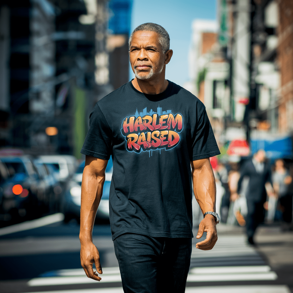 Harlem Raised Graffiti T-Shirt - Bold Black Apparel
