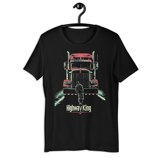 Highway King Semi Truck T-Shirt - Bold Black Apparel