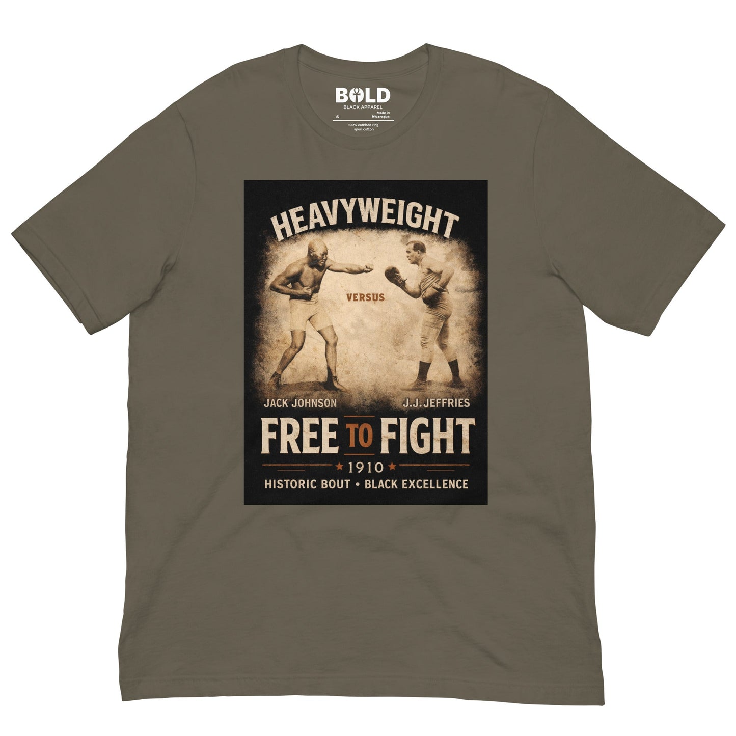 Jack Johnson Vs. Jim Jeffries T-Shirt - Bold Black Apparel
