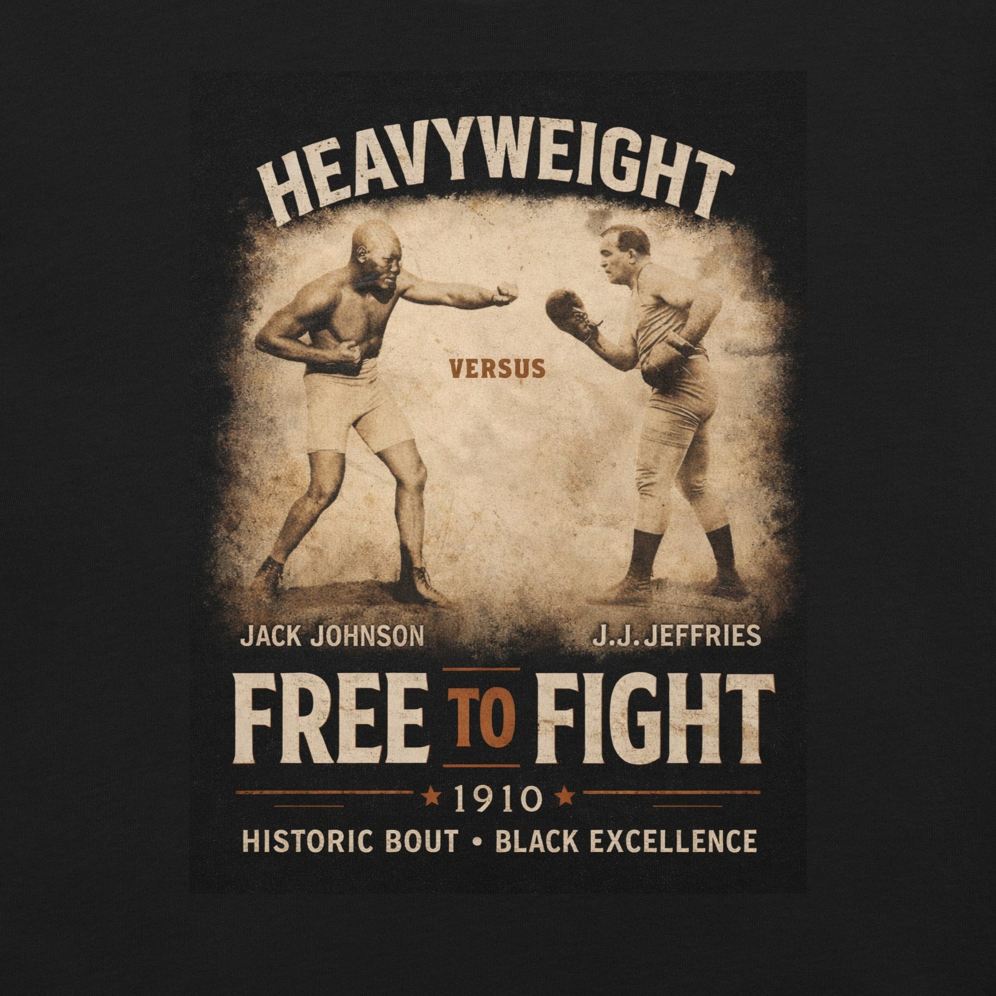 Jack Johnson Vs. Jim Jeffries T-Shirt - Bold Black Apparel