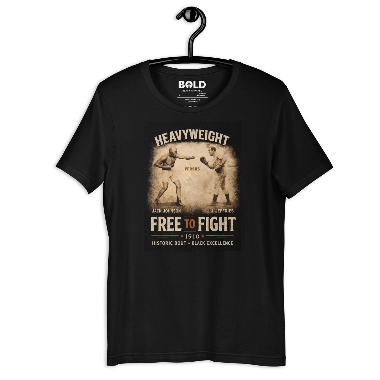 Jack Johnson Vs. Jim Jeffries T-Shirt - Bold Black Apparel