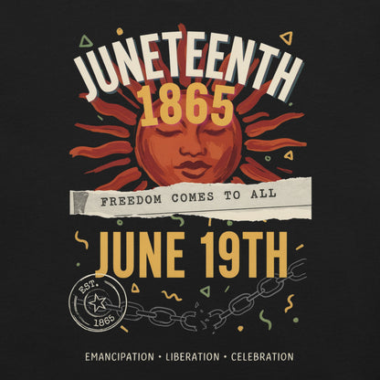 Juneteenth 1865 Freedom Collage T-Shirt - Bold Black Apparel
