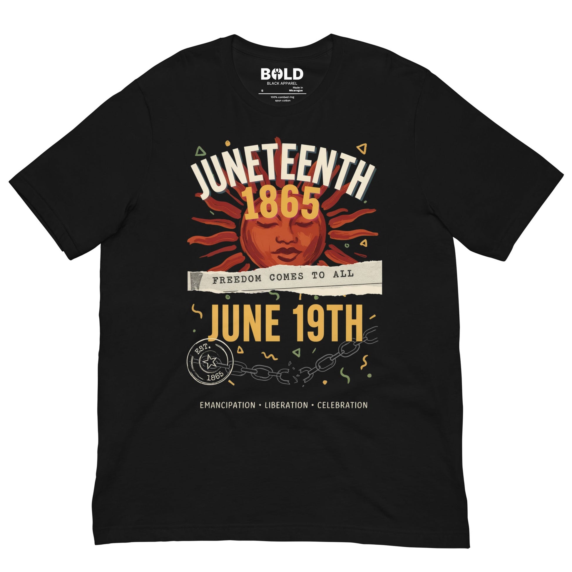 Juneteenth 1865 Freedom Collage T-Shirt - Bold Black Apparel