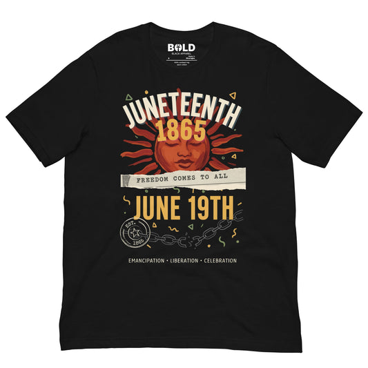 Juneteenth 1865 Freedom Collage T-Shirt - Bold Black Apparel