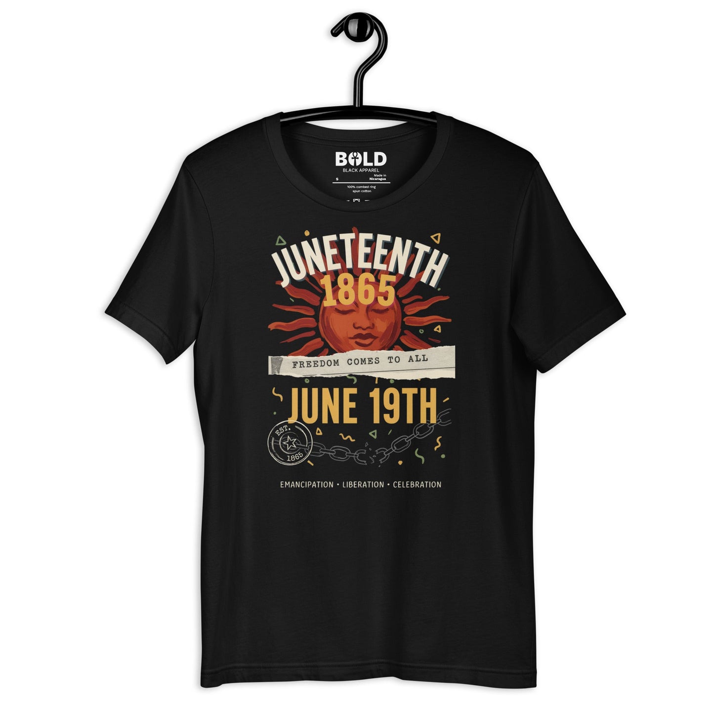 Juneteenth 1865 Freedom Collage T-Shirt - Bold Black Apparel