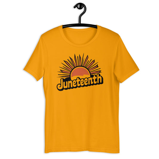 Juneteenth Retro Sun T-Shirt - Bold Black Apparel