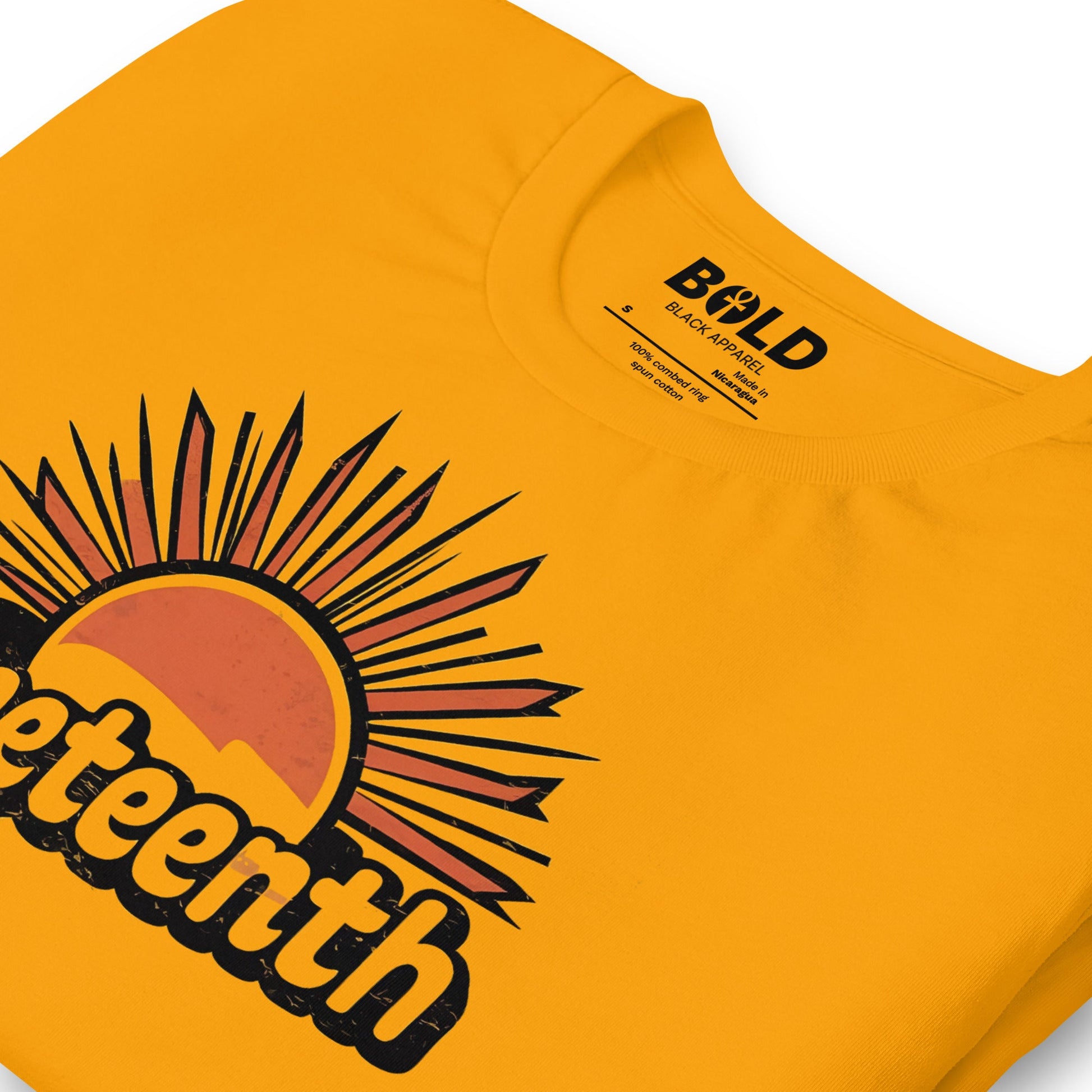 Juneteenth Retro Sun T-Shirt - Bold Black Apparel