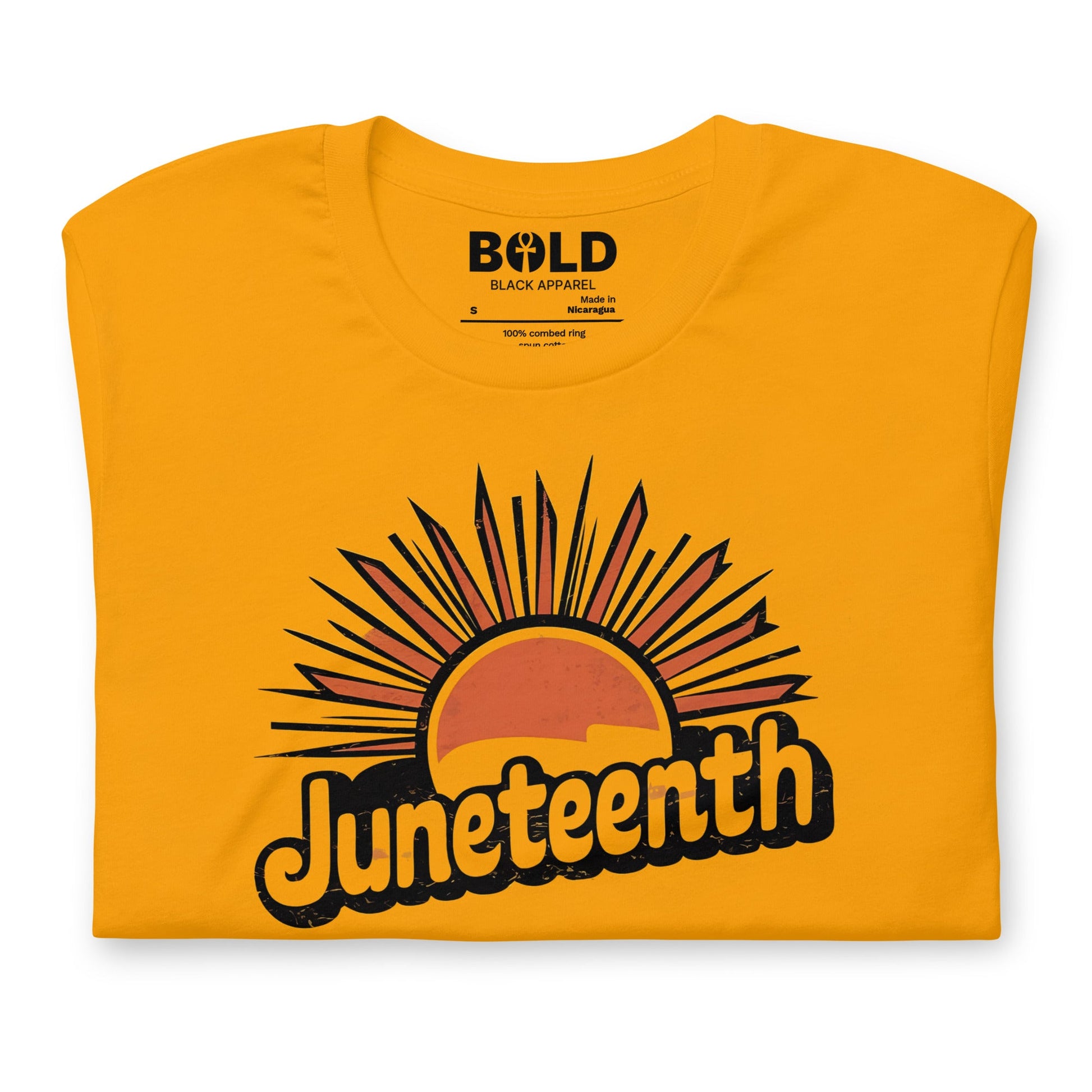 Juneteenth Retro Sun T-Shirt - Bold Black Apparel