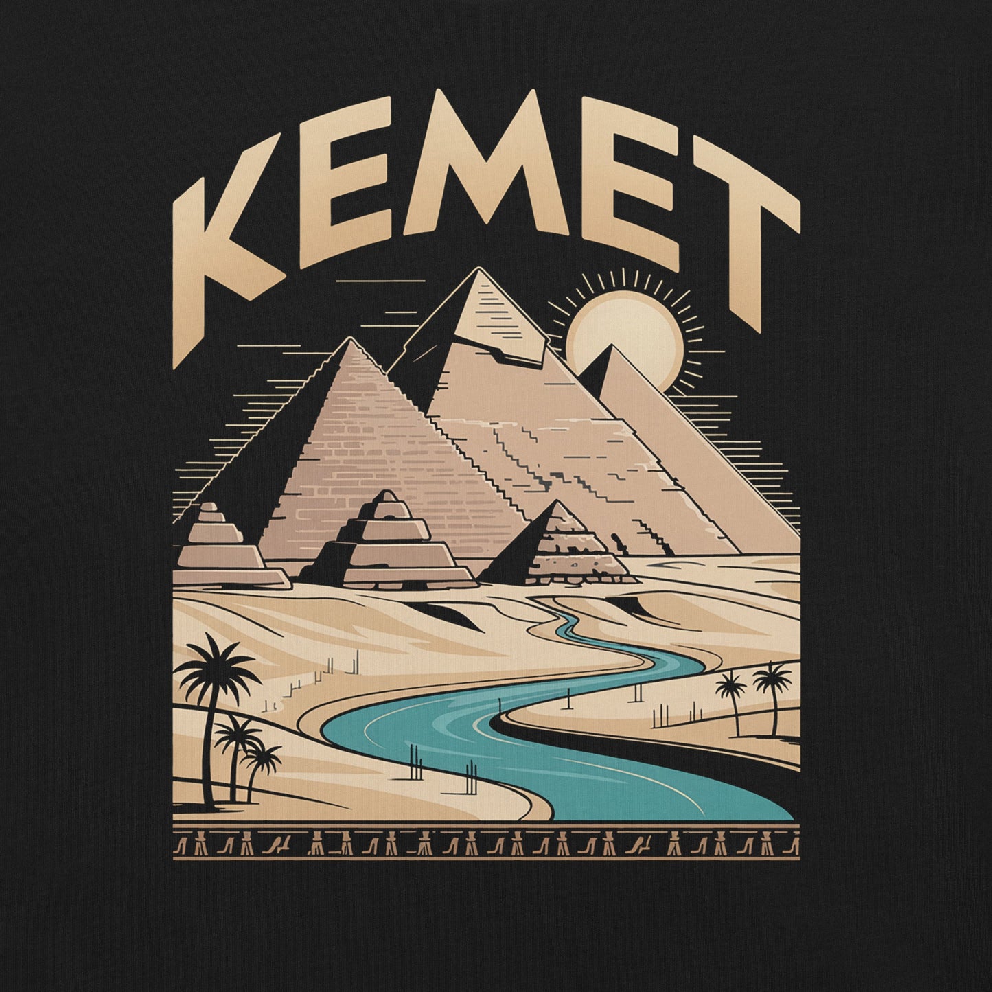 Kemet Landscape T-Shirt - Bold Black Apparel