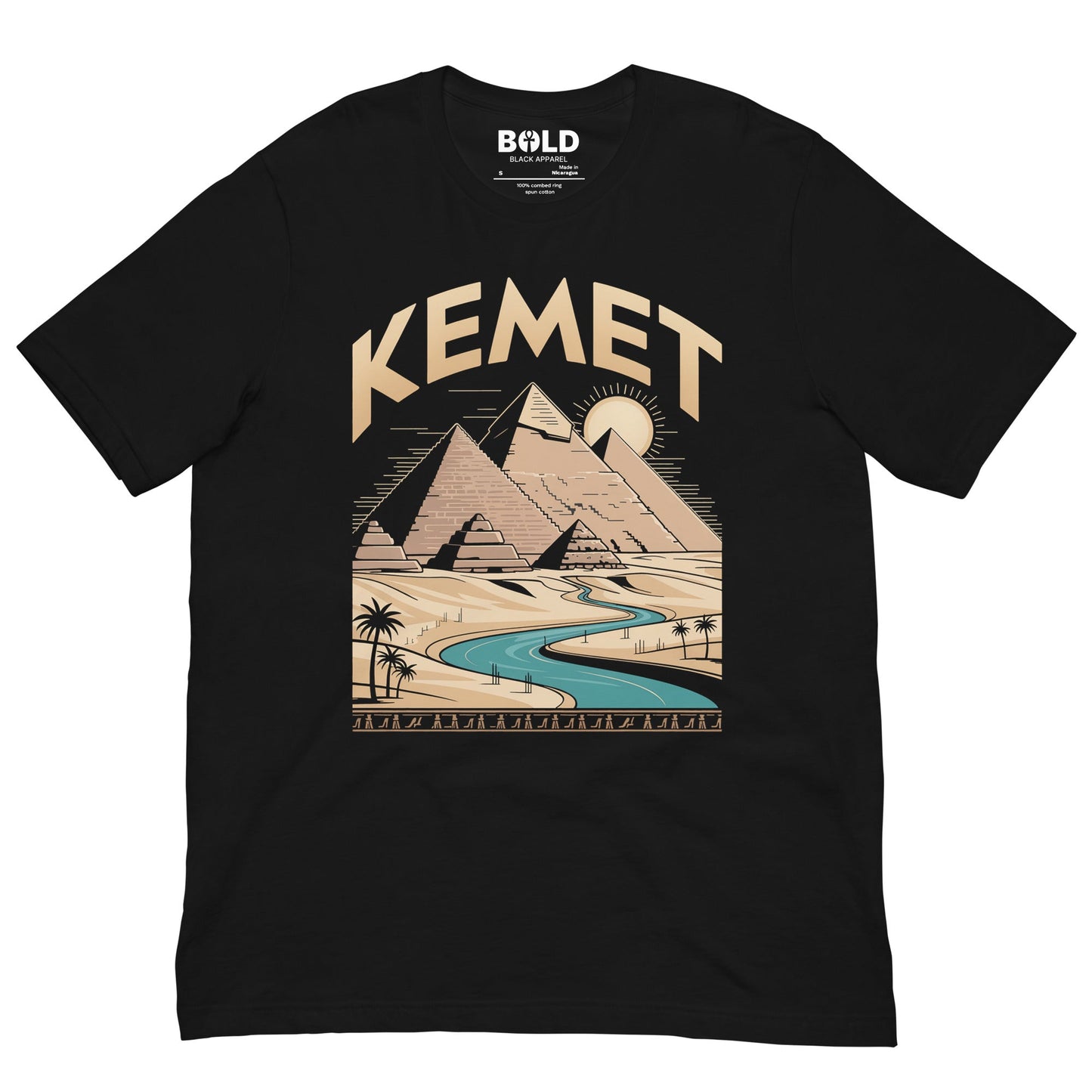 Kemet Landscape T-Shirt - Bold Black Apparel
