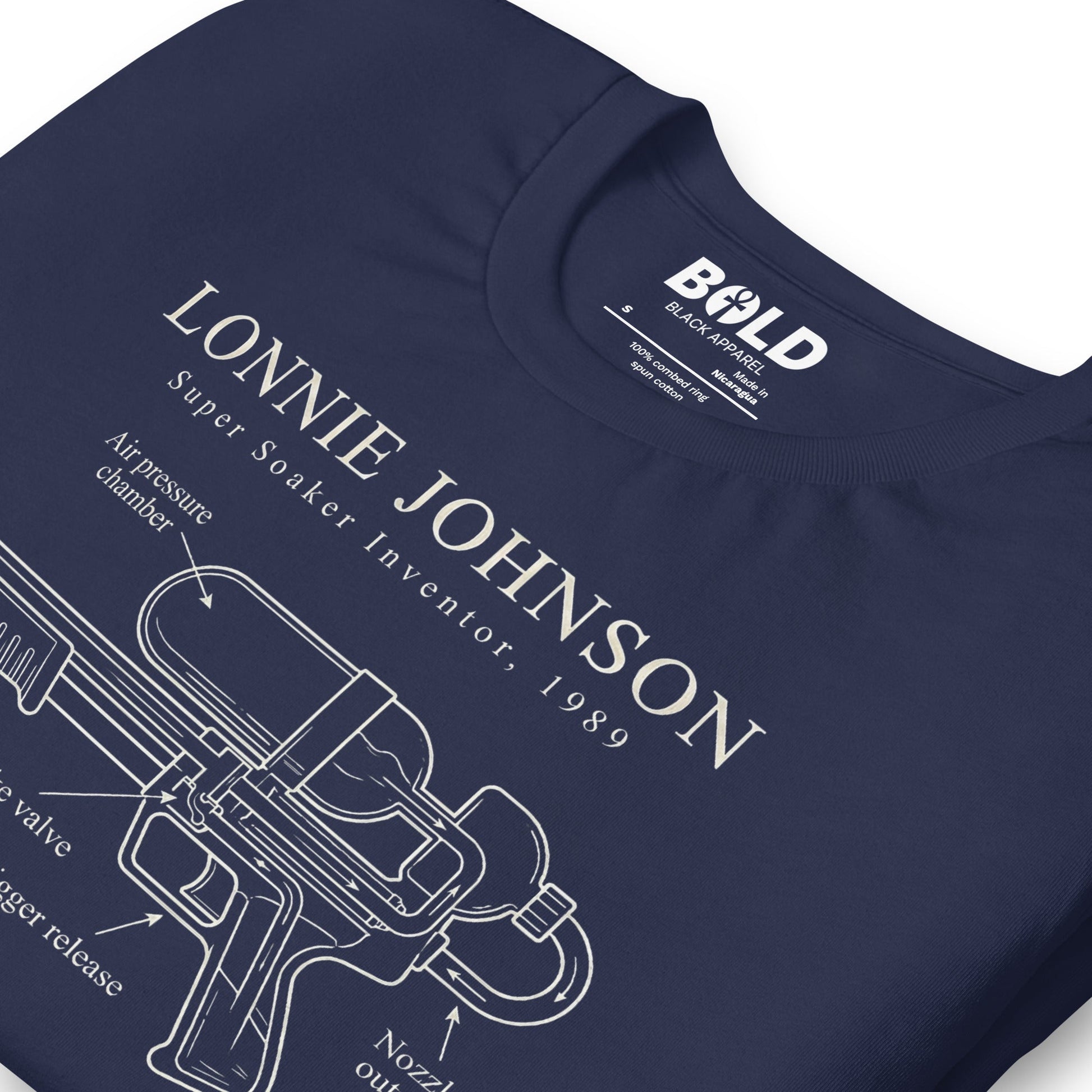 Lonnie Johnson Super Soaker T-Shirt - Bold Black Apparel