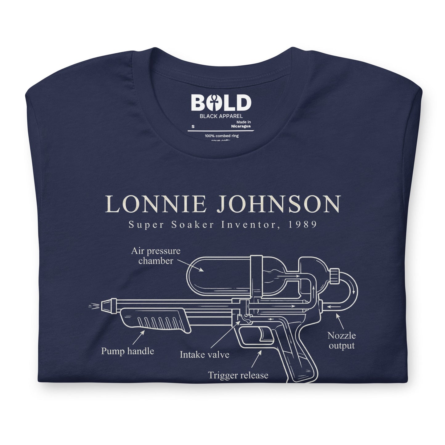 Lonnie Johnson Super Soaker T-Shirt - Bold Black Apparel