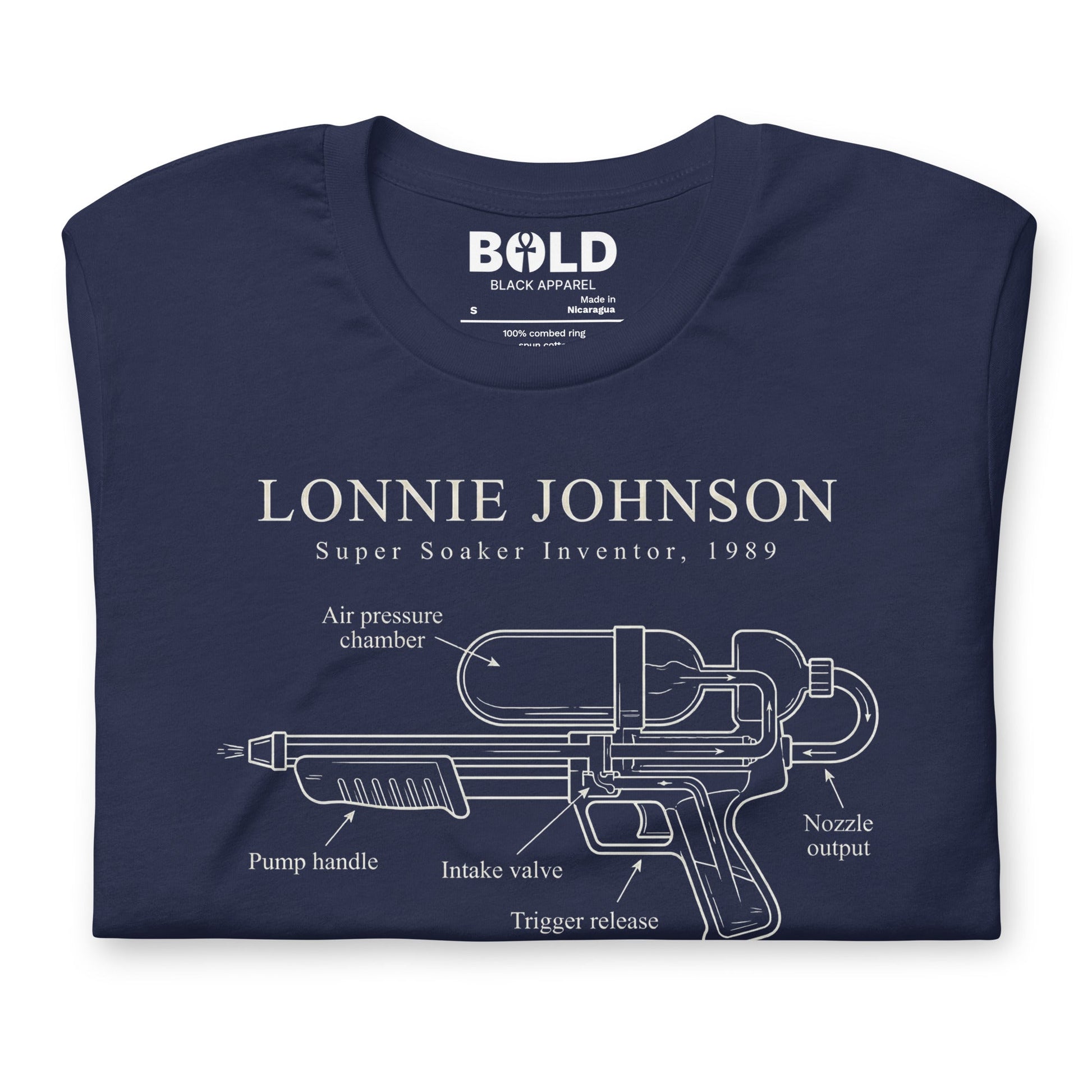 Lonnie Johnson Super Soaker T-Shirt - Bold Black Apparel