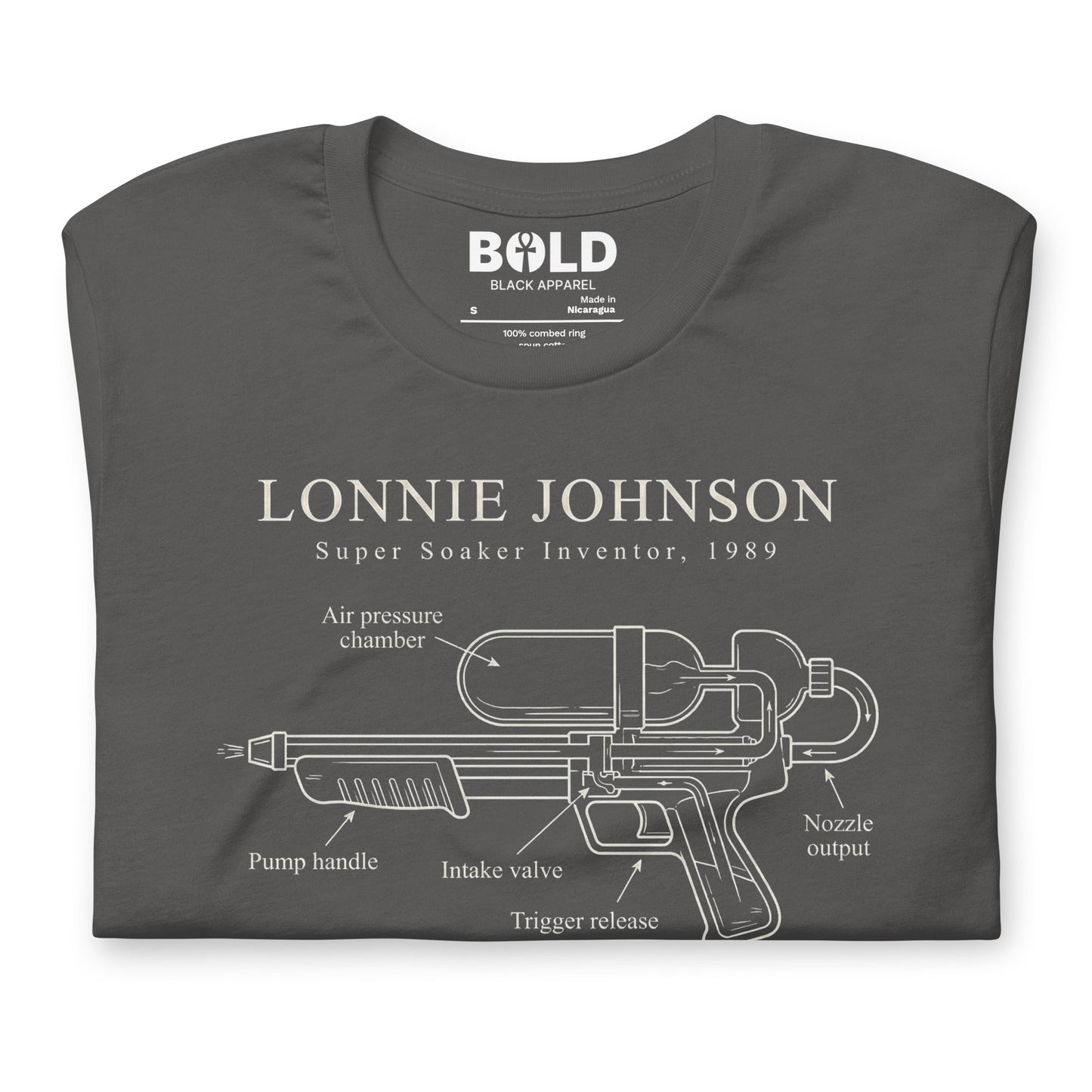 Lonnie Johnson Super Soaker T-Shirt - Bold Black Apparel