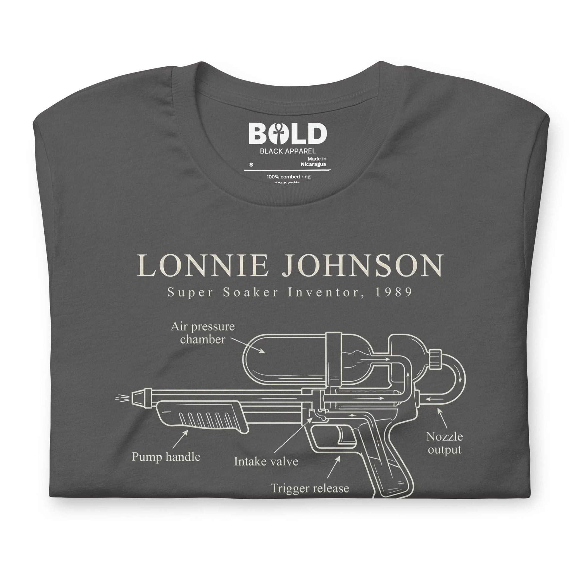 Lonnie Johnson Super Soaker T-Shirt - Bold Black Apparel