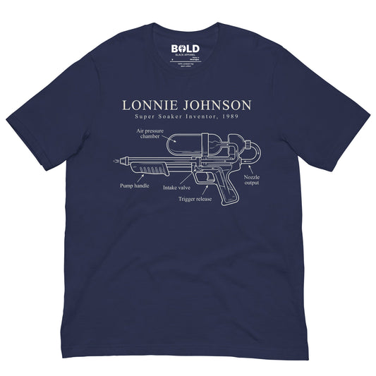 Lonnie Johnson Super Soaker T-Shirt - Bold Black Apparel