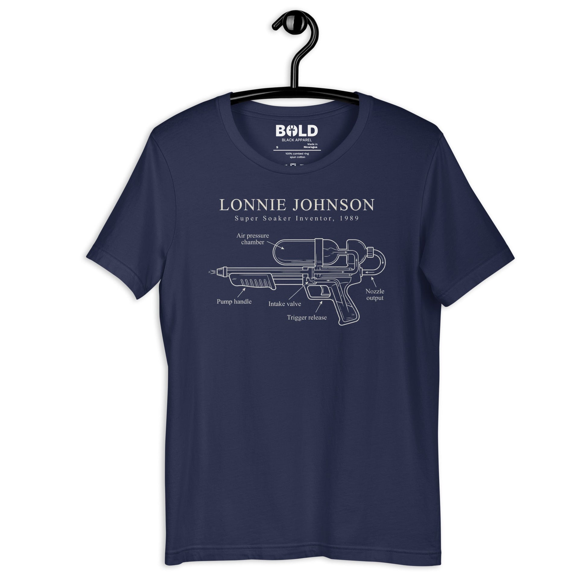 Lonnie Johnson Super Soaker T-Shirt - Bold Black Apparel