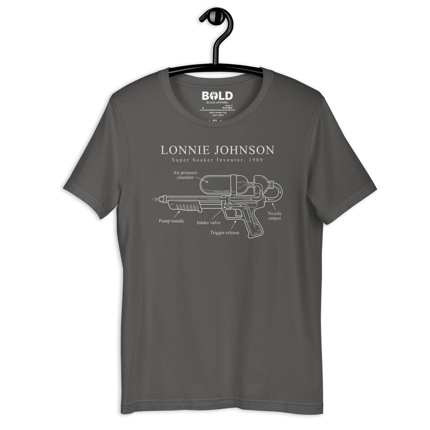 Lonnie Johnson Super Soaker T-Shirt - Bold Black Apparel
