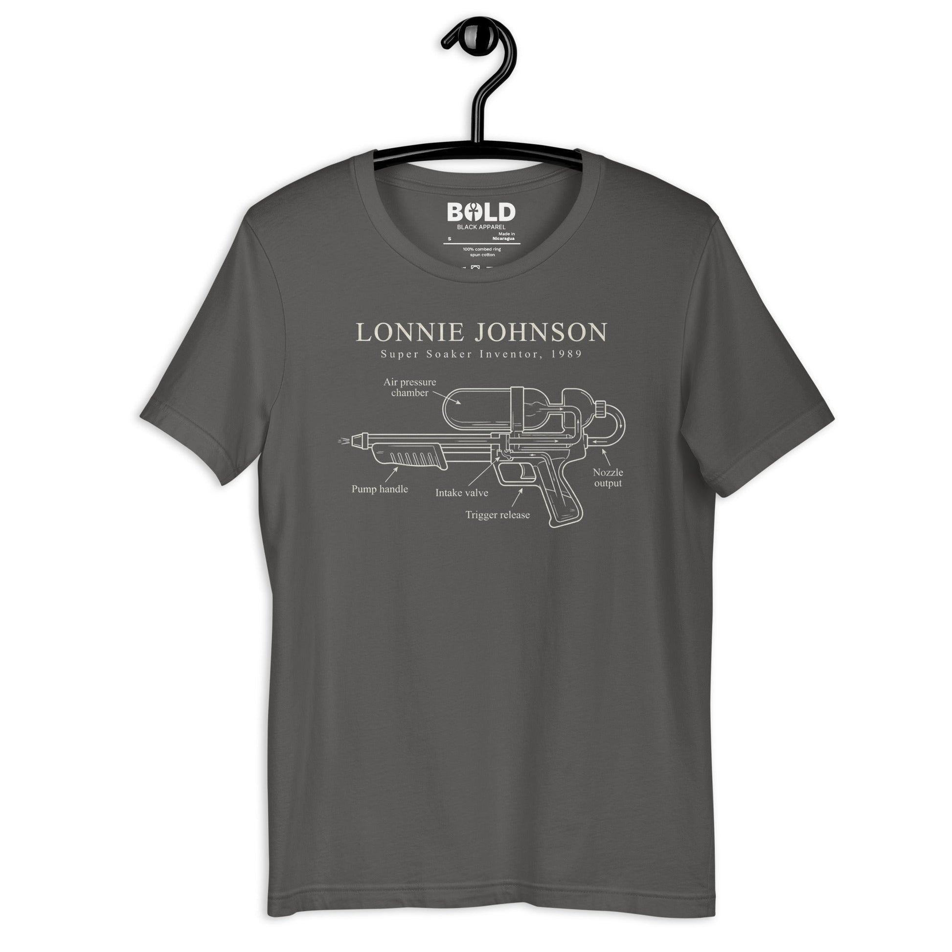 Lonnie Johnson Super Soaker T-Shirt - Bold Black Apparel