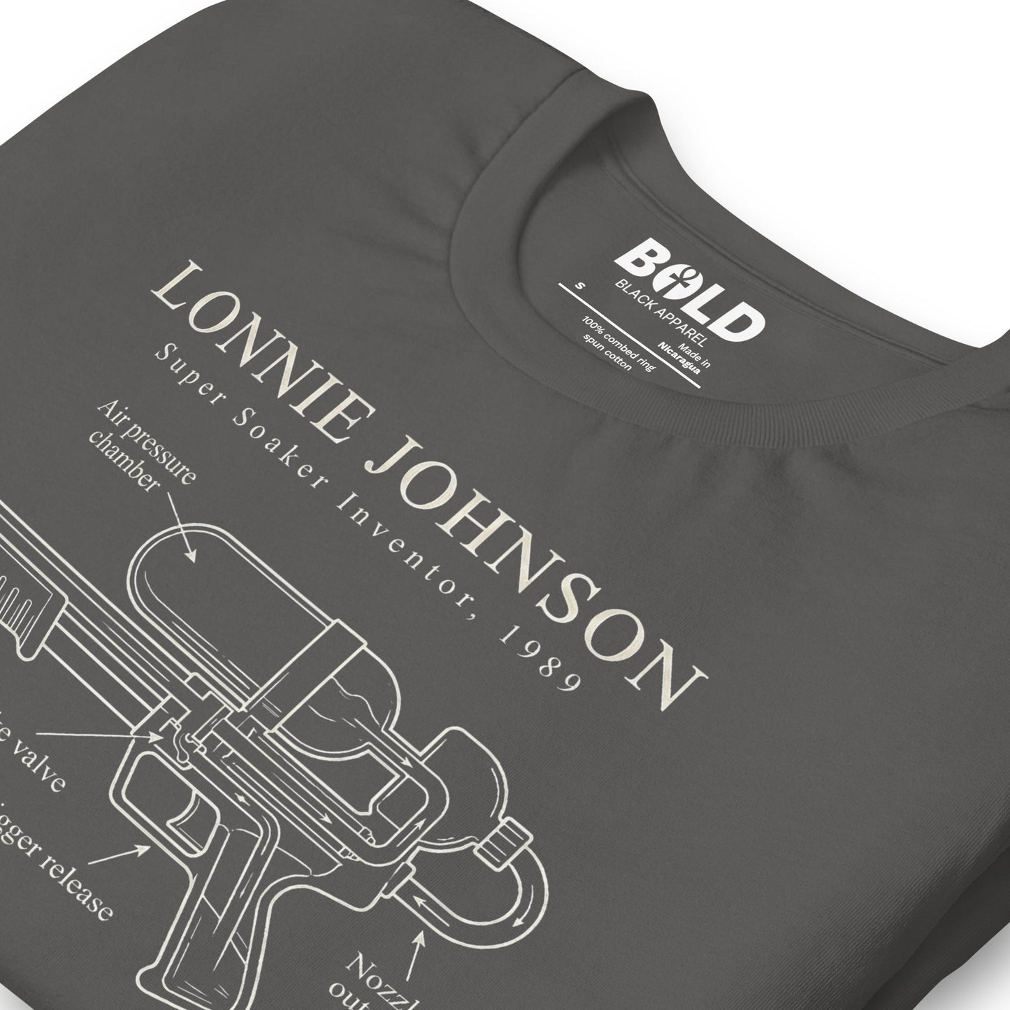 Lonnie Johnson Super Soaker T-Shirt - Bold Black Apparel