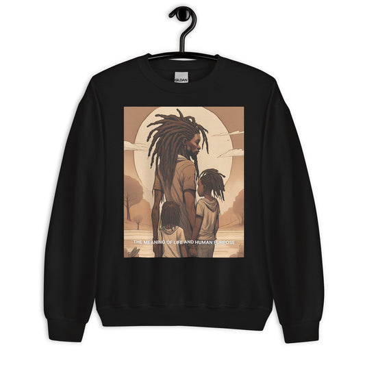 Meaning of Life Black Dad Crewneck - Bold Black Apparel