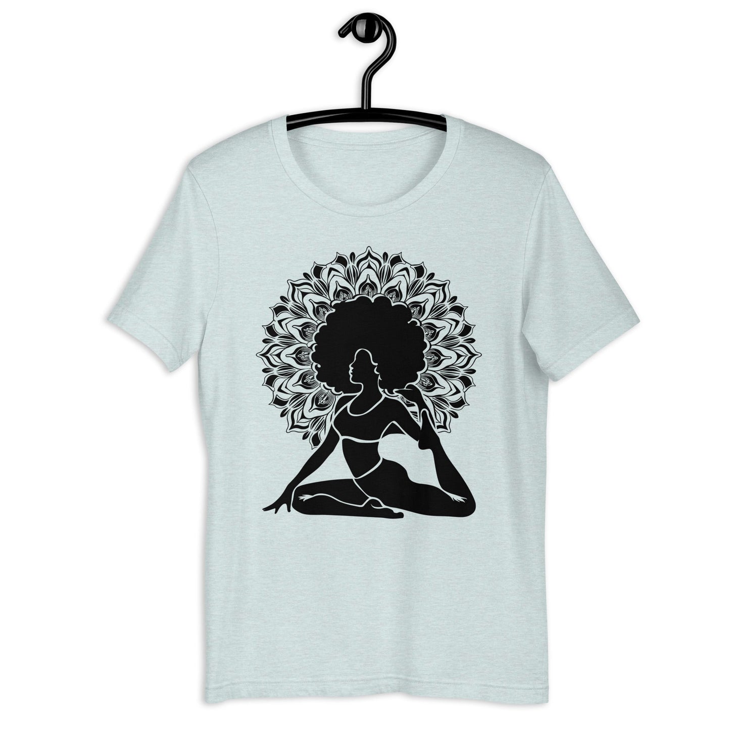 Mermaid Yoga Pose Mandala T-Shirt - Bold Black Apparel