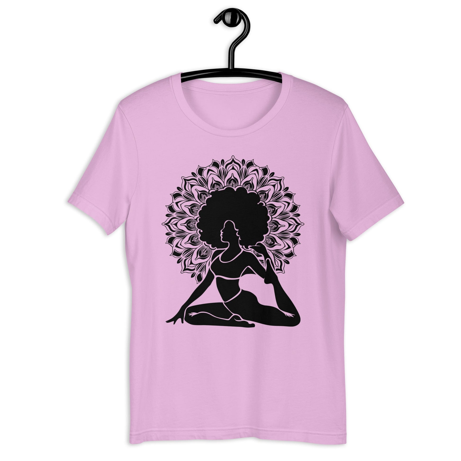 Mermaid Yoga Pose Mandala T-Shirt - Bold Black Apparel