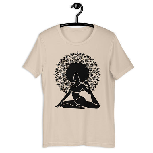 Mermaid Yoga Pose Mandala T-Shirt - Bold Black Apparel