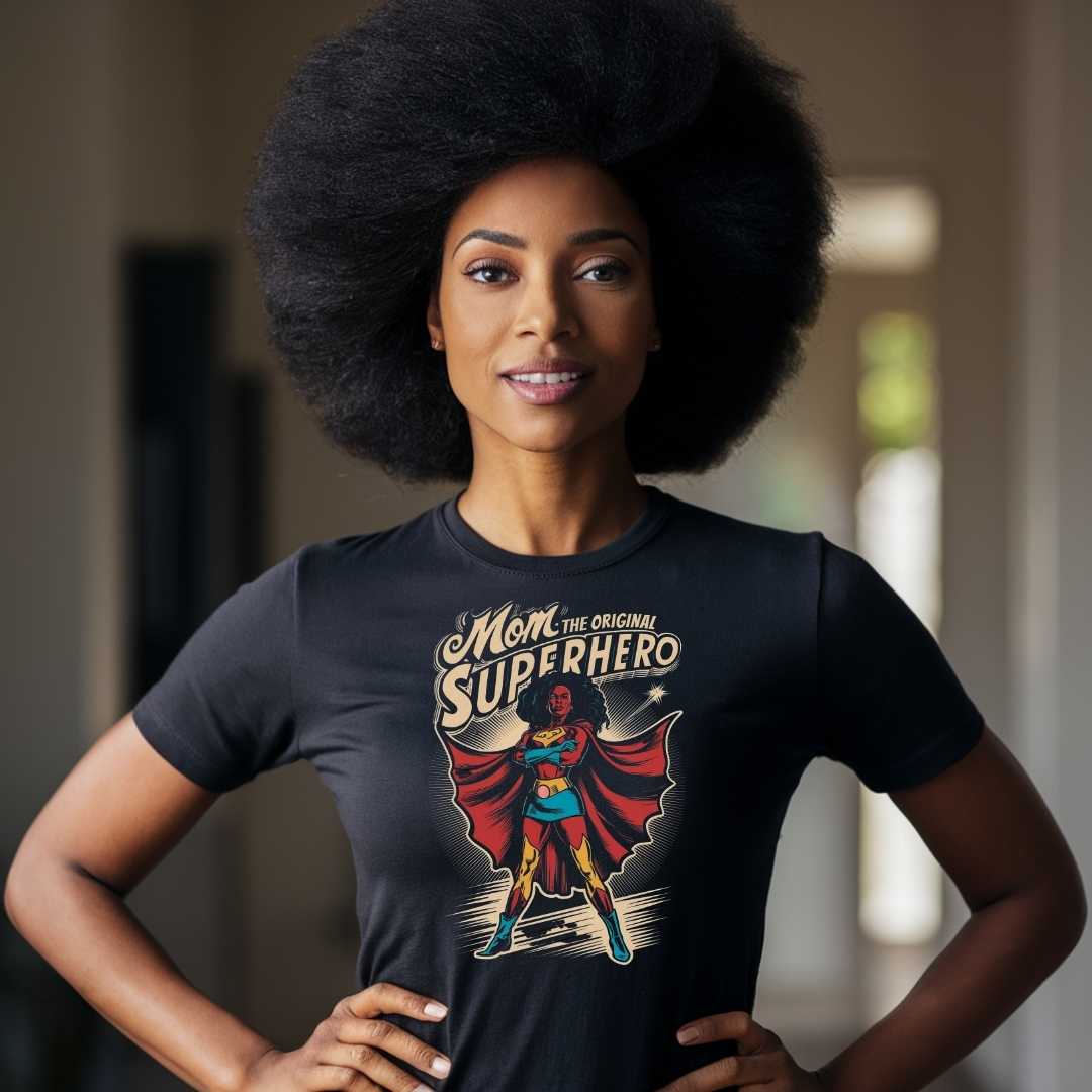 Mom: The Original Superhero T-Shirt - Bold Black Apparel