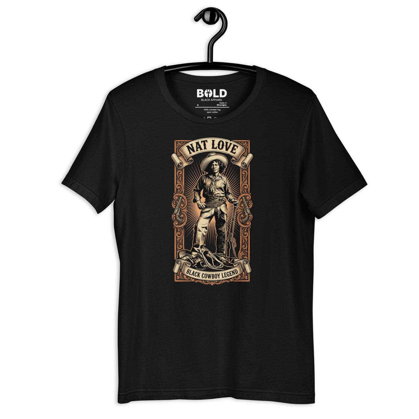 Nat Love Black Cowboy T-Shirt - Bold Black Apparel