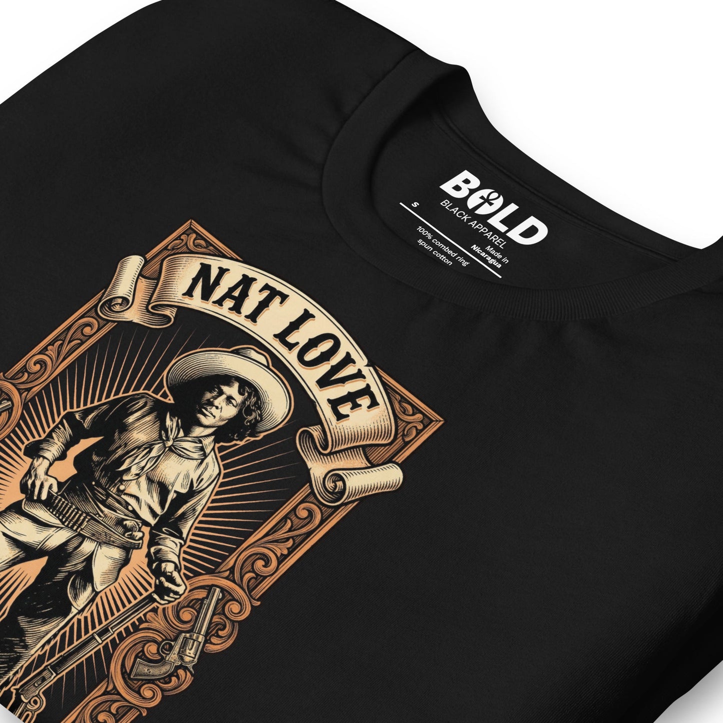 Nat Love Black Cowboy T-Shirt - Bold Black Apparel