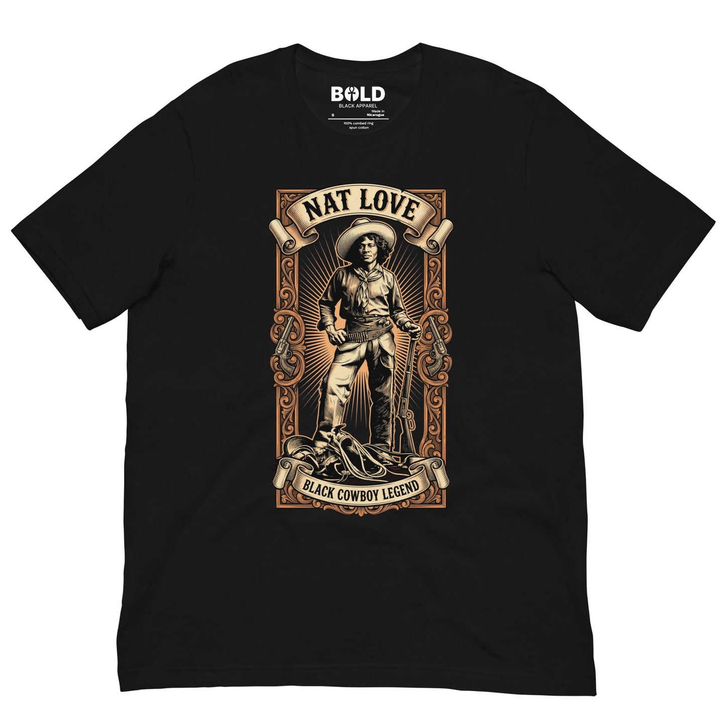 Nat Love Black Cowboy T-Shirt - Bold Black Apparel