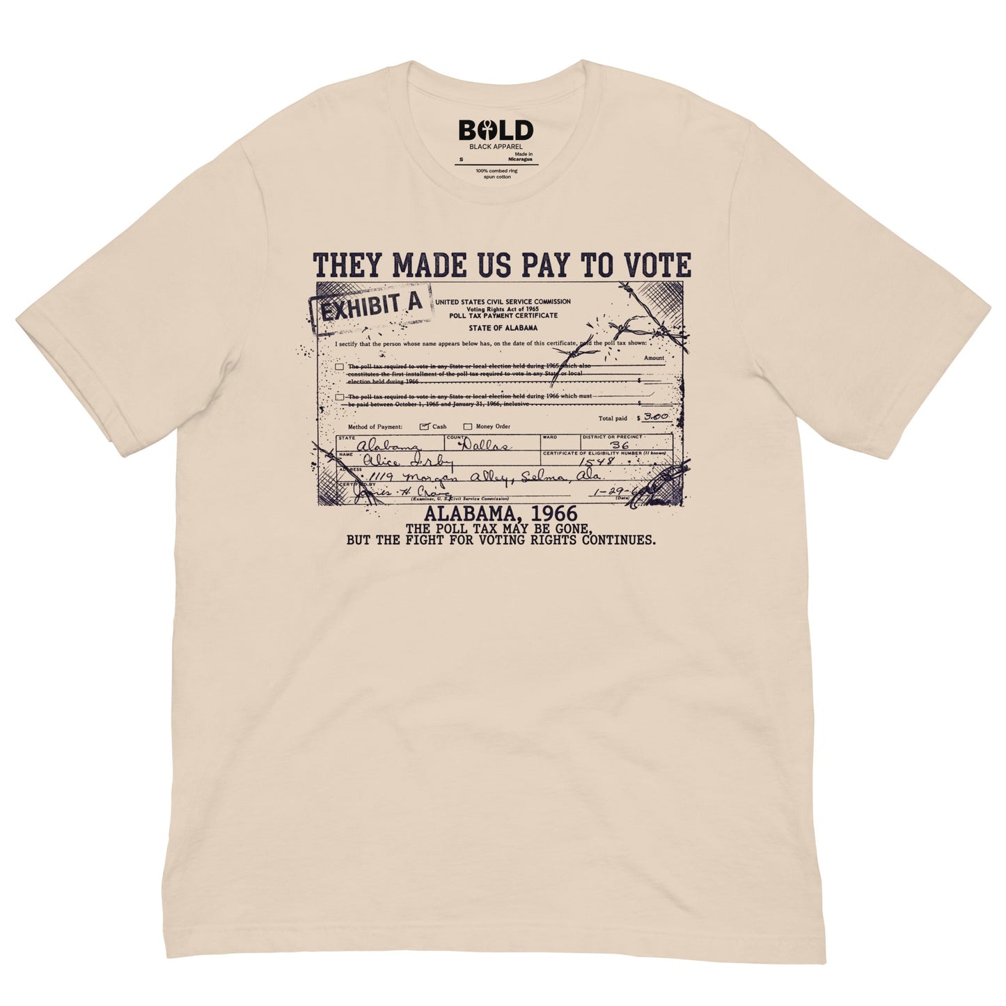 Poll Tax Voting Rights T-Shirt - Bold Black Apparel