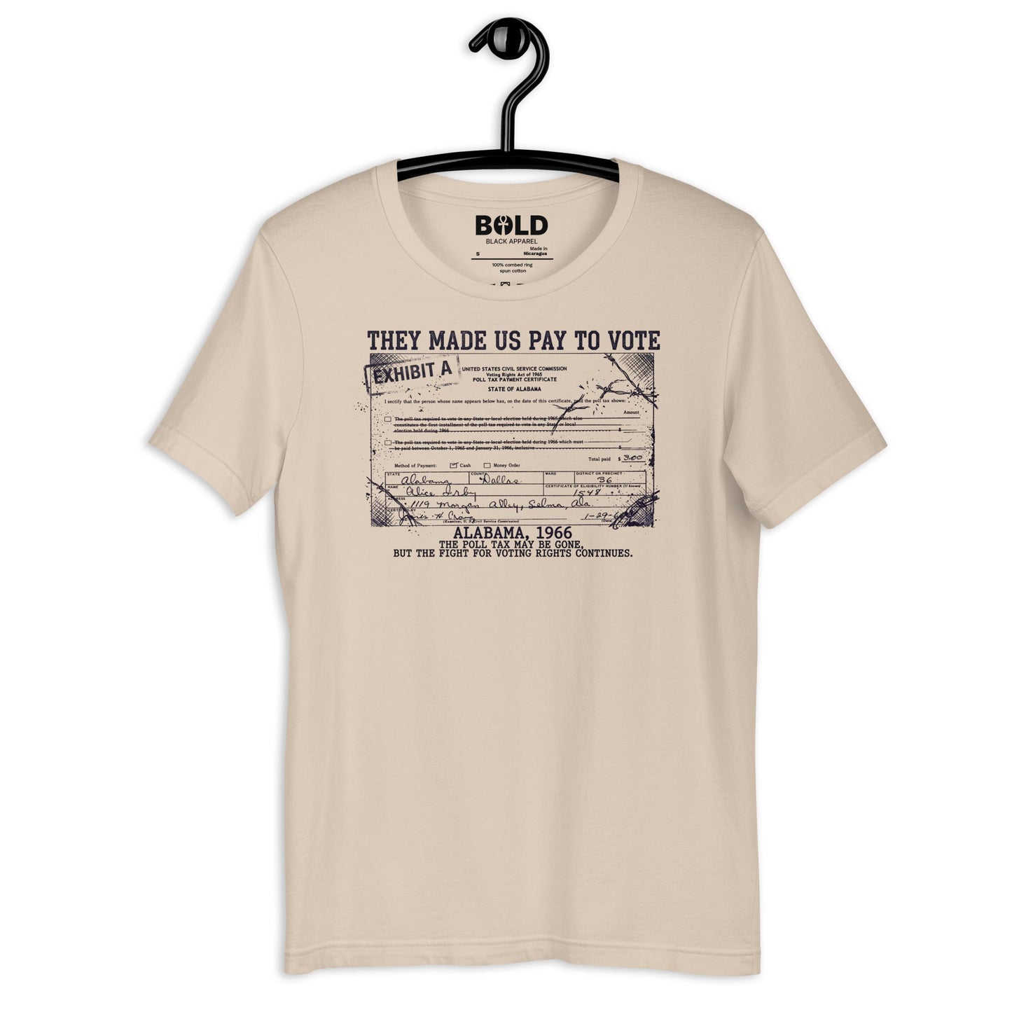 Poll Tax Voting Rights T-Shirt - Bold Black Apparel