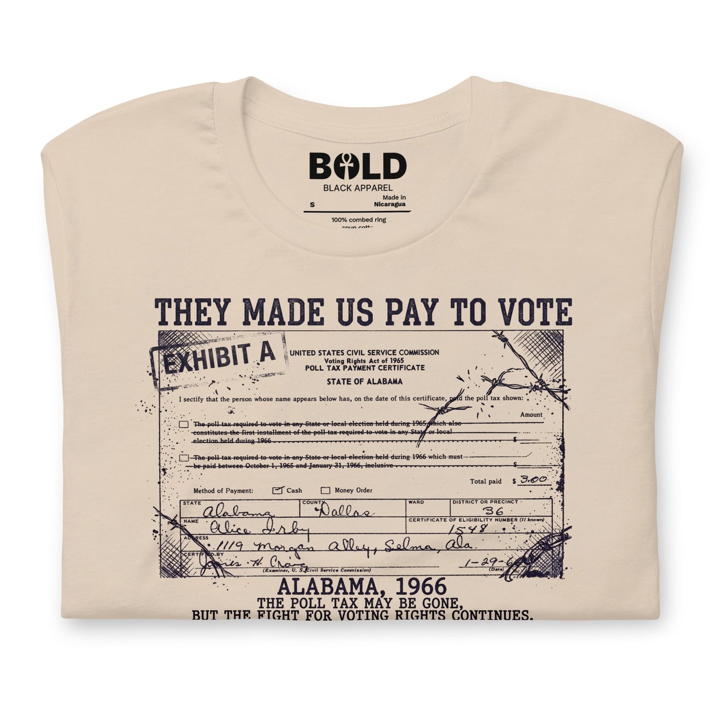 Poll Tax Voting Rights T-Shirt - Bold Black Apparel