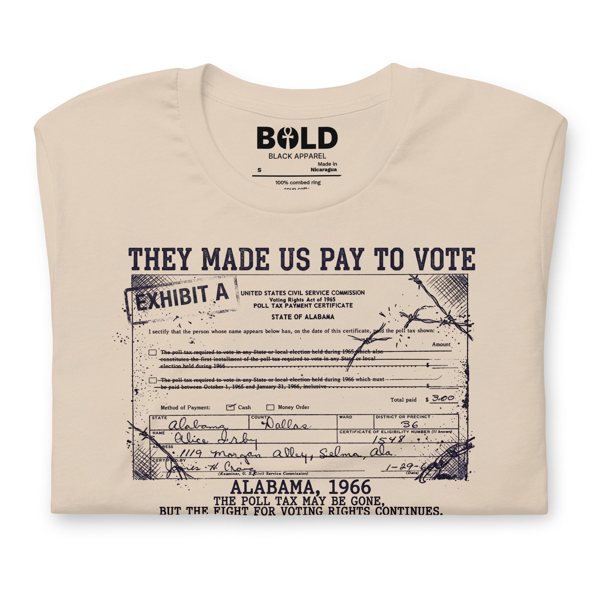 Poll Tax Voting Rights T-Shirt - Bold Black Apparel