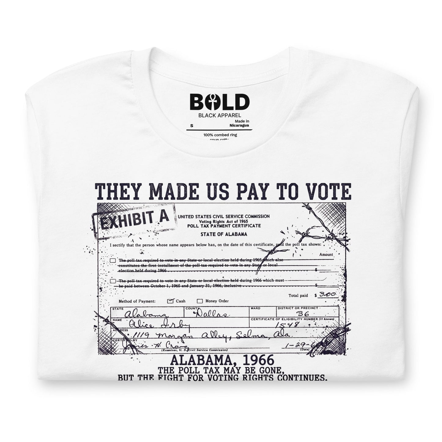Poll Tax Voting Rights T-Shirt - Bold Black Apparel