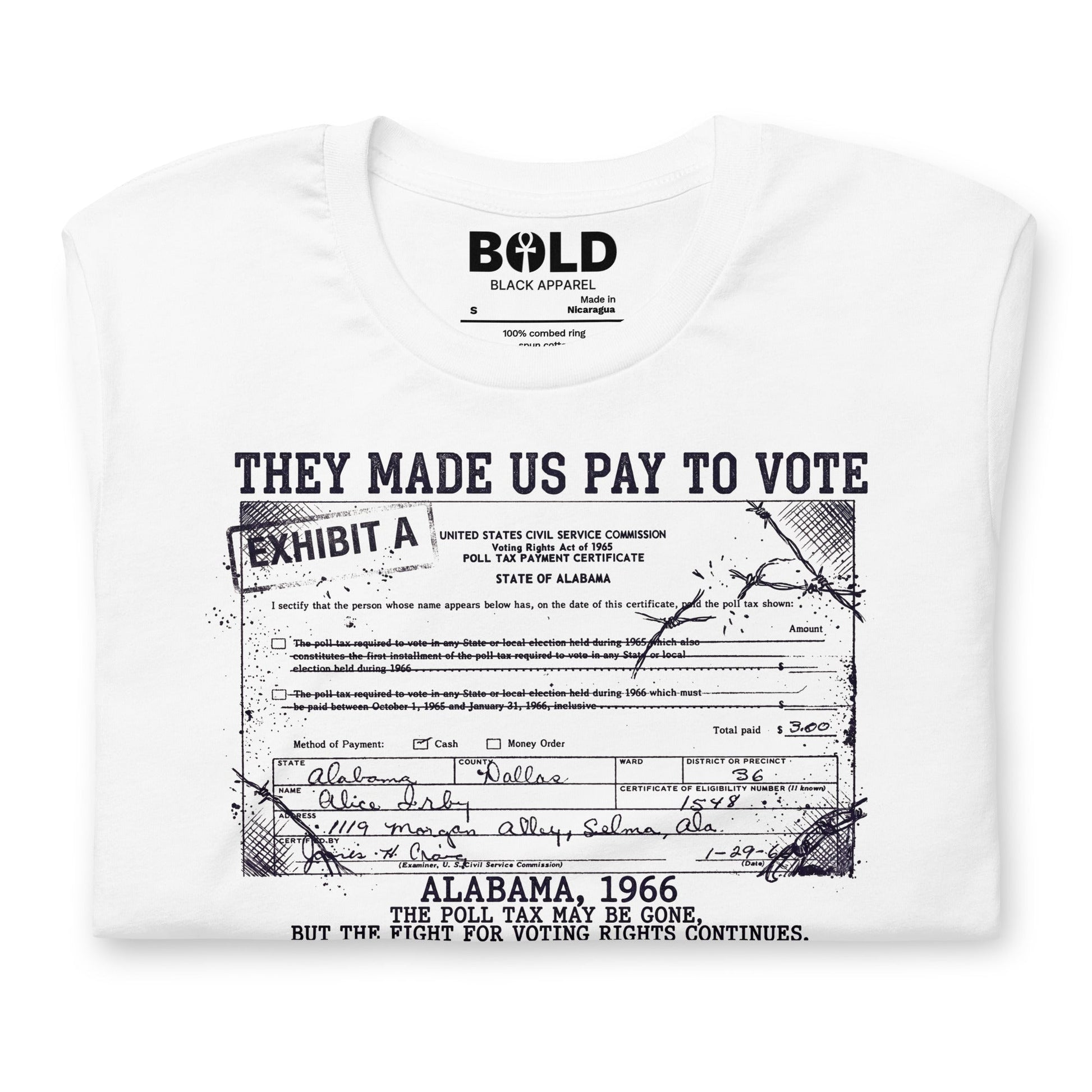 Poll Tax Voting Rights T-Shirt - Bold Black Apparel