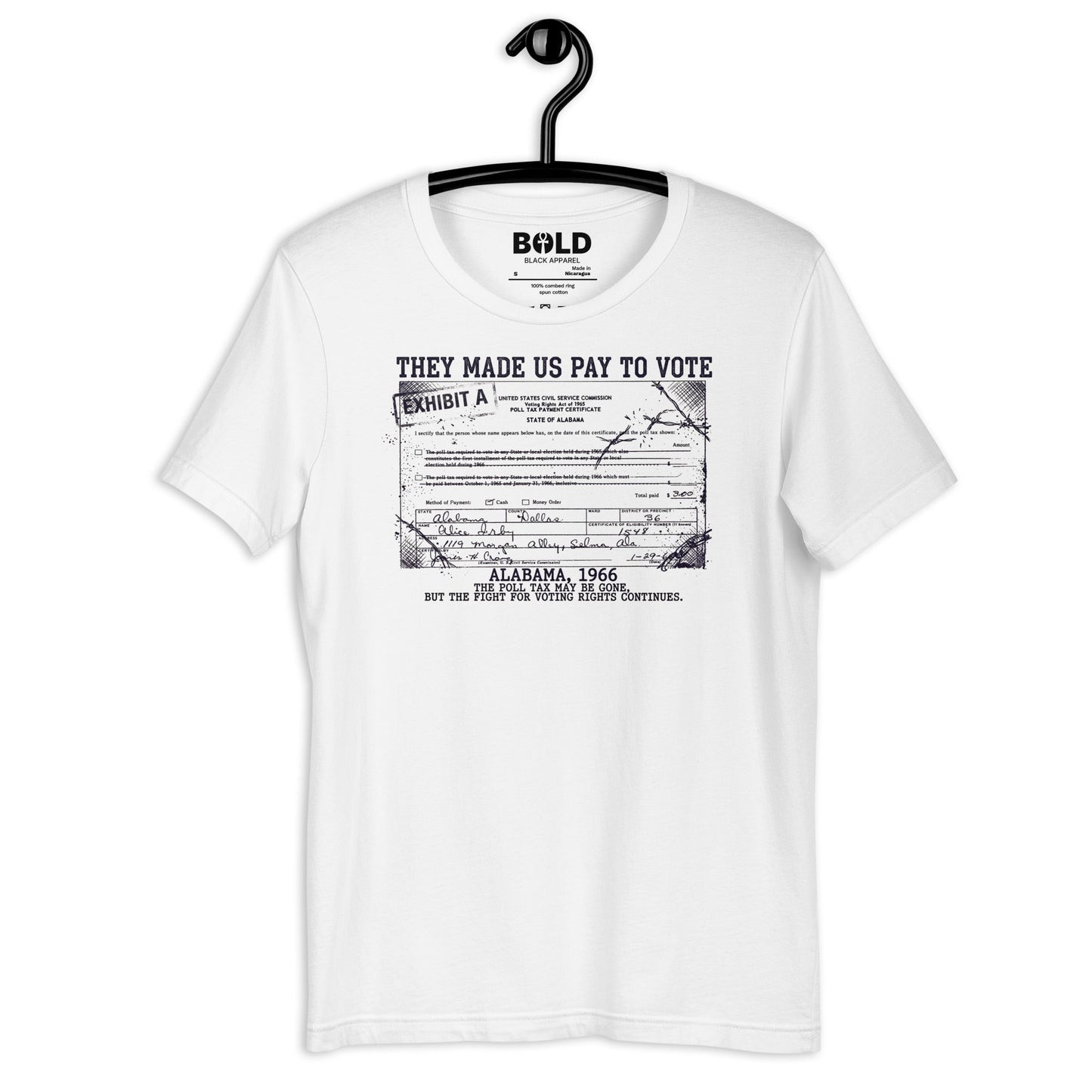 Poll Tax Voting Rights T-Shirt - Bold Black Apparel