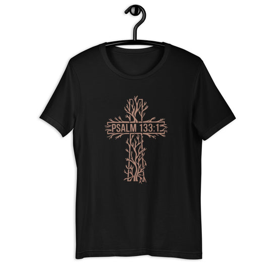 Psalm 133:1 Cross T-Shirt - Bold Black Apparel