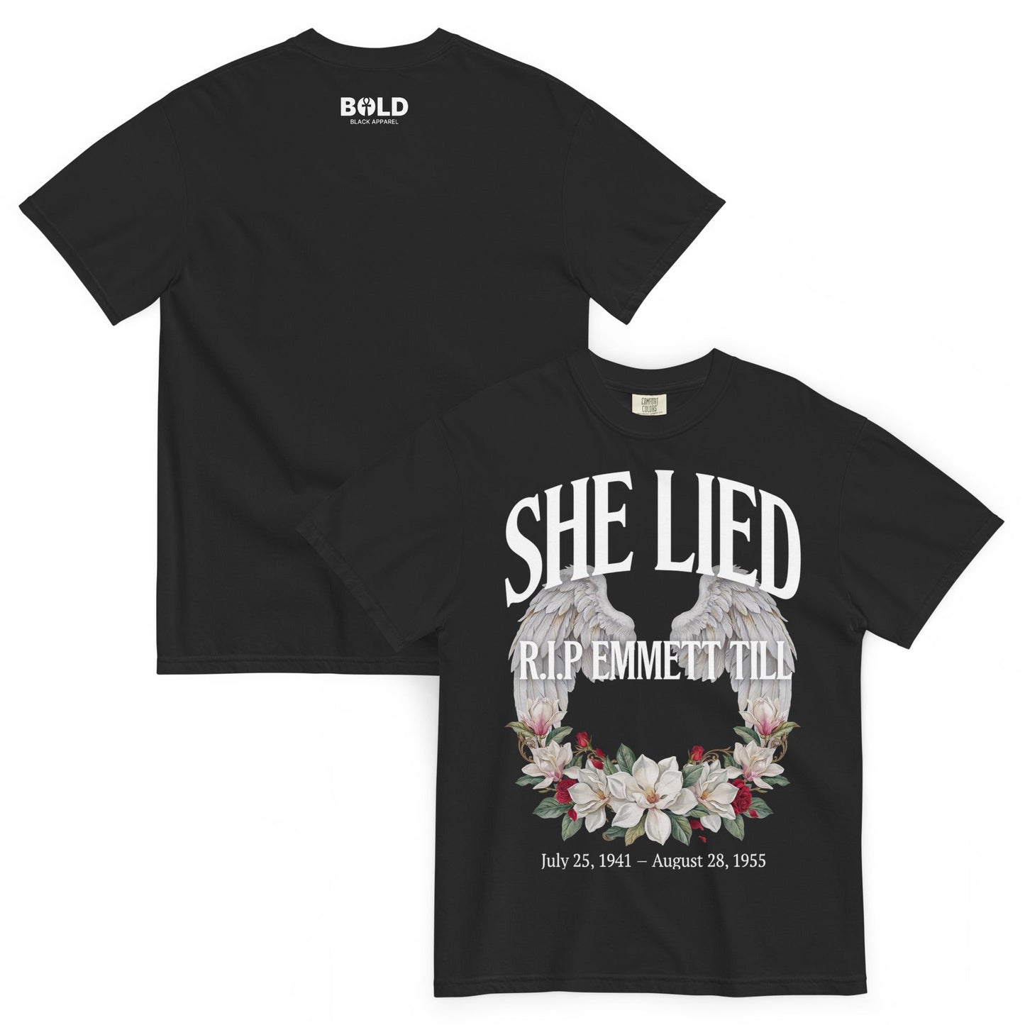 She Lied R.I.P. Emmett Till Memorial Heavyweight T-Shirt - Bold Black Apparel