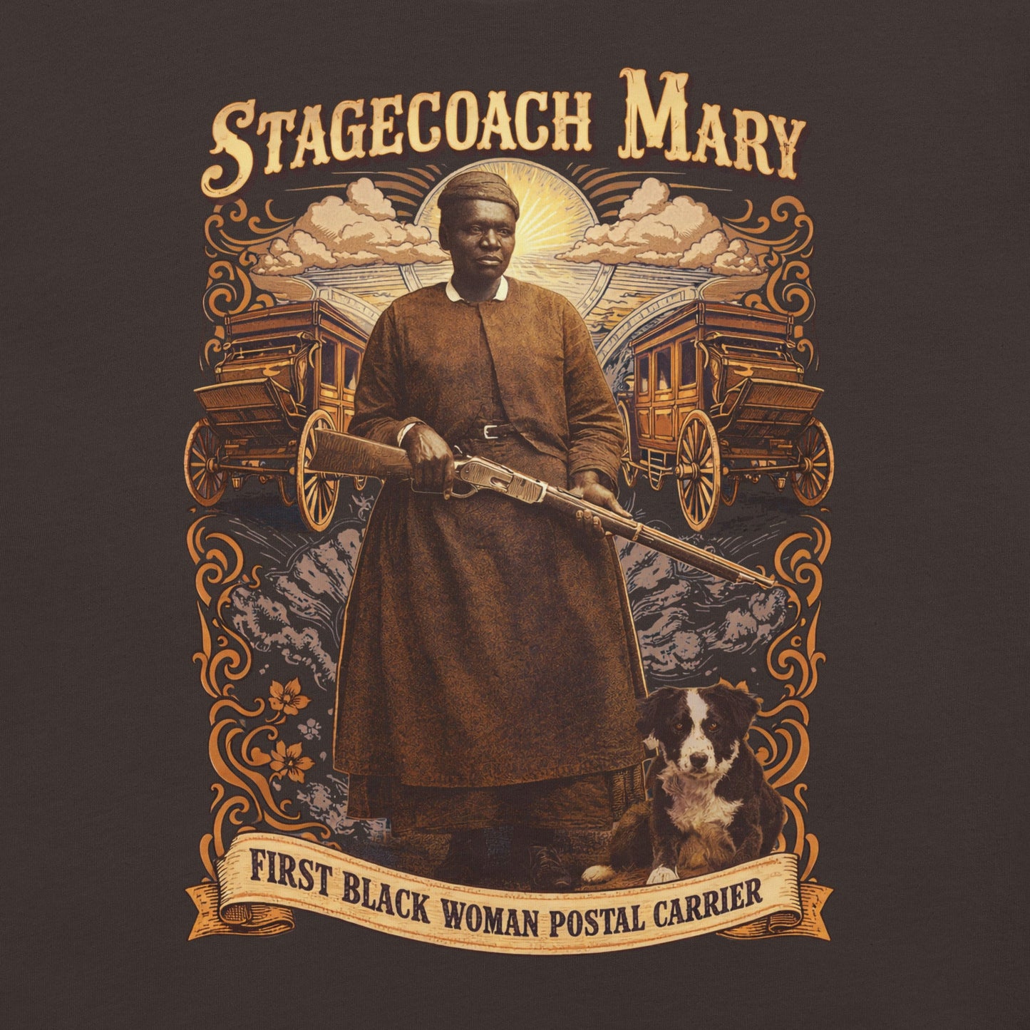 Stagecoach Mary Fields T-Shirt - Bold Black Apparel