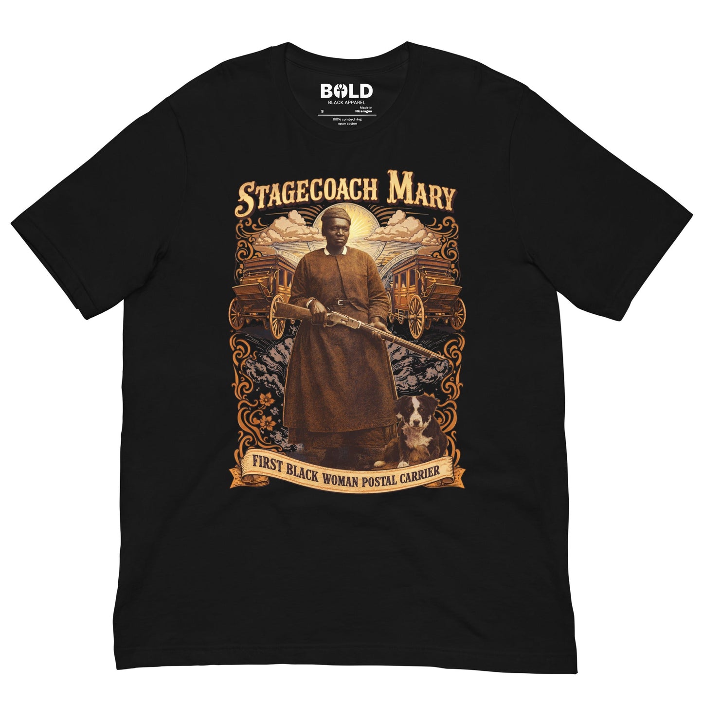 Stagecoach Mary Fields T-Shirt - Bold Black Apparel