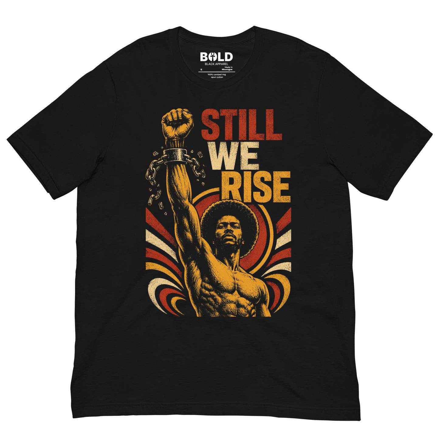 Still We Rise Fist & Chains T-Shirt - Bold Black Apparel