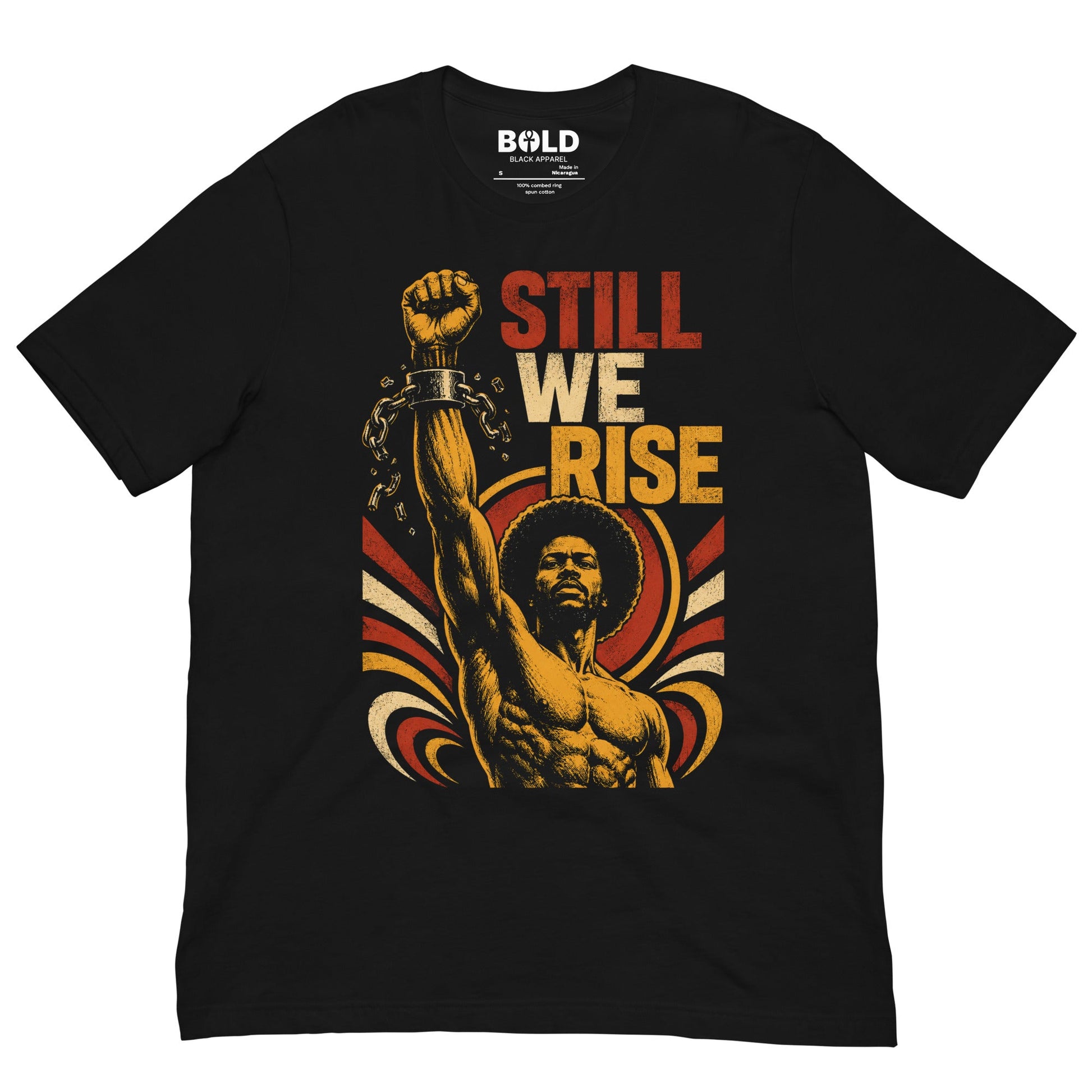 Still We Rise Fist & Chains T-Shirt - Bold Black Apparel