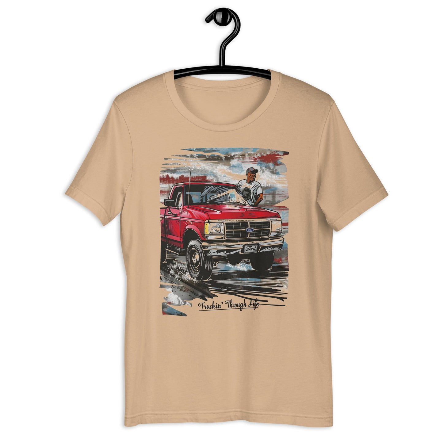 Truckin' Through Life Red Ford T-Shirt - Bold Black Apparel