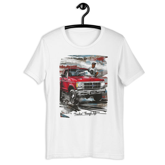 Truckin' Through Life Red Ford T-Shirt - Bold Black Apparel